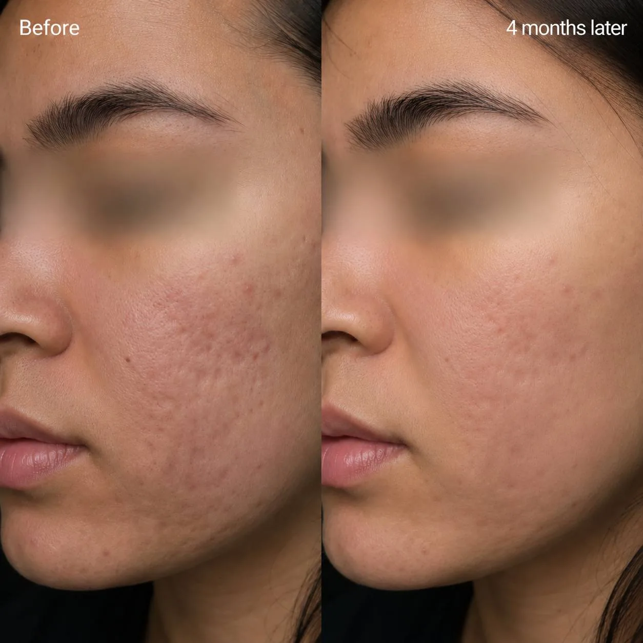 Acne scar before and after