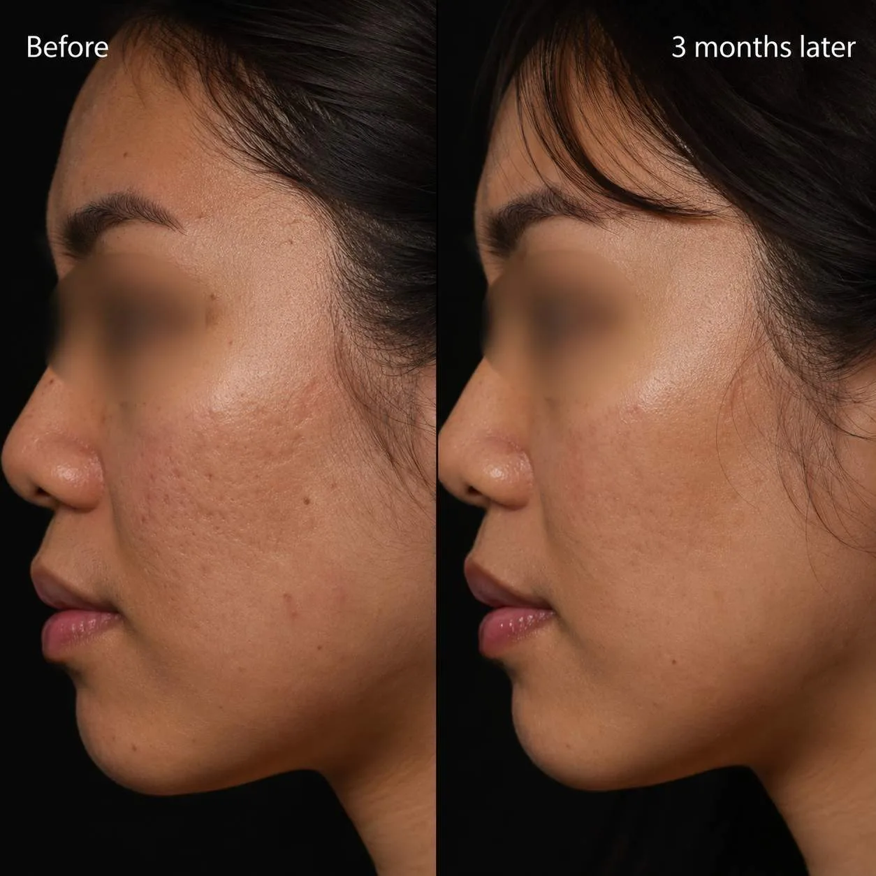 Acne scar before and after