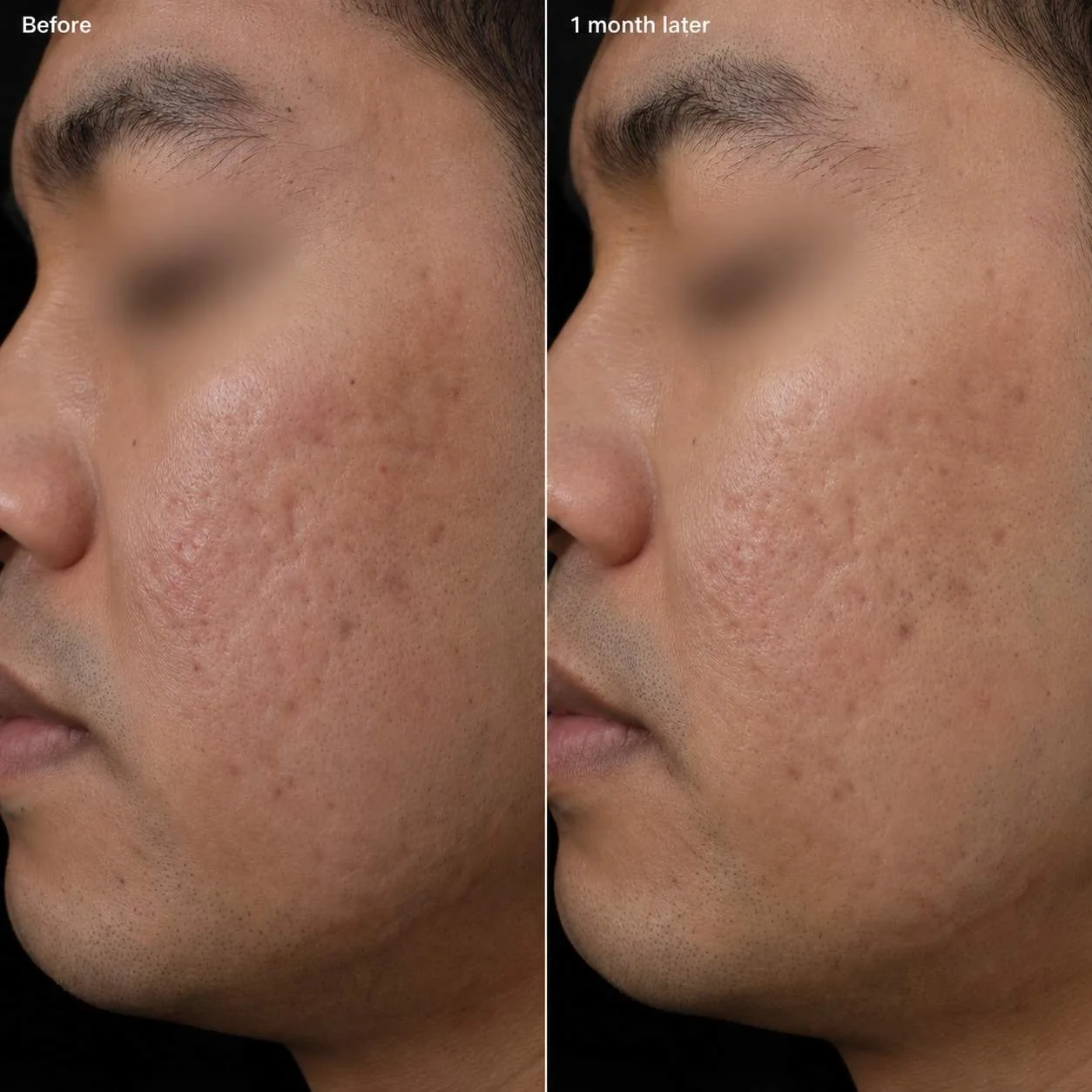 Acne scar before and after