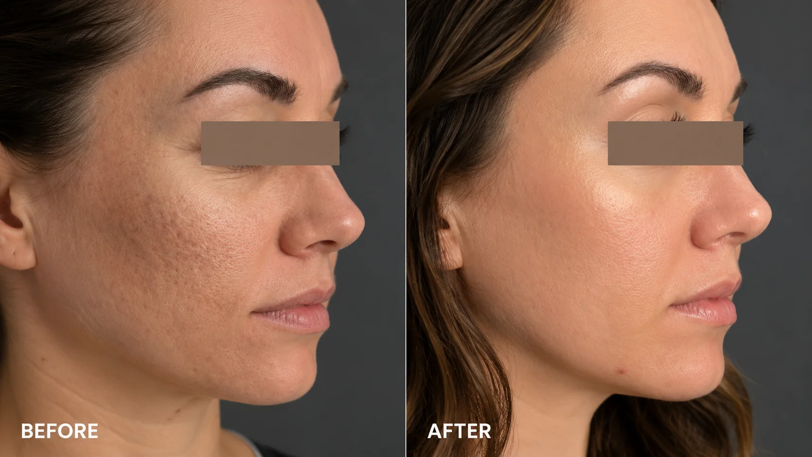 Before and after acne scars female