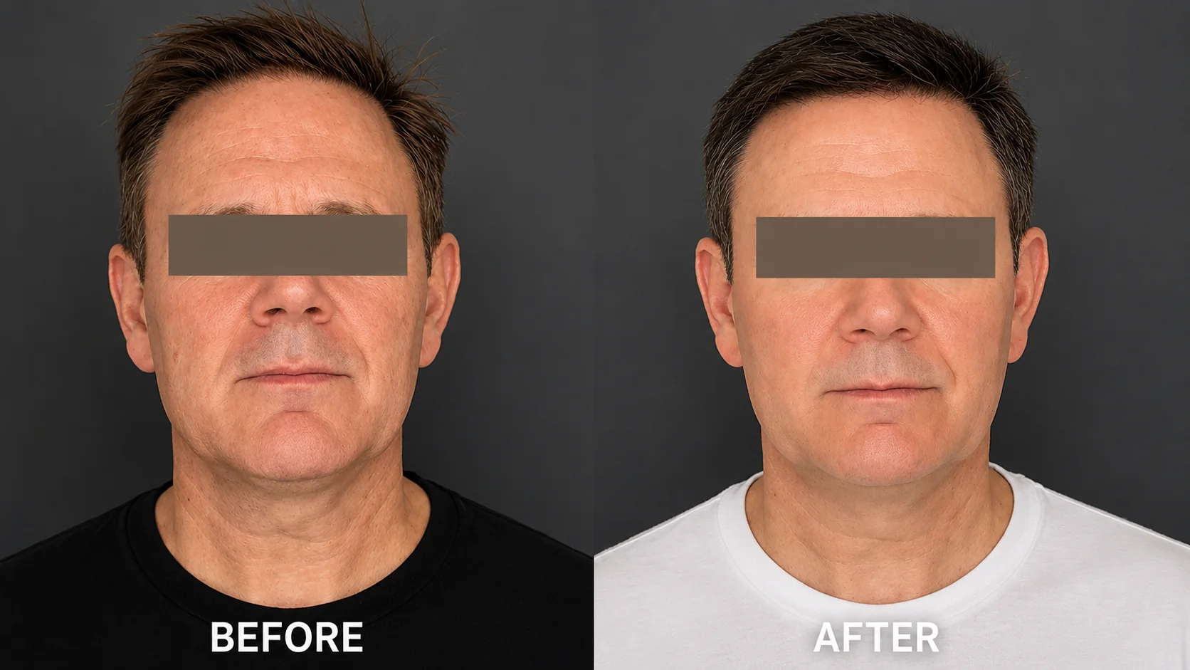 Before and after male skin