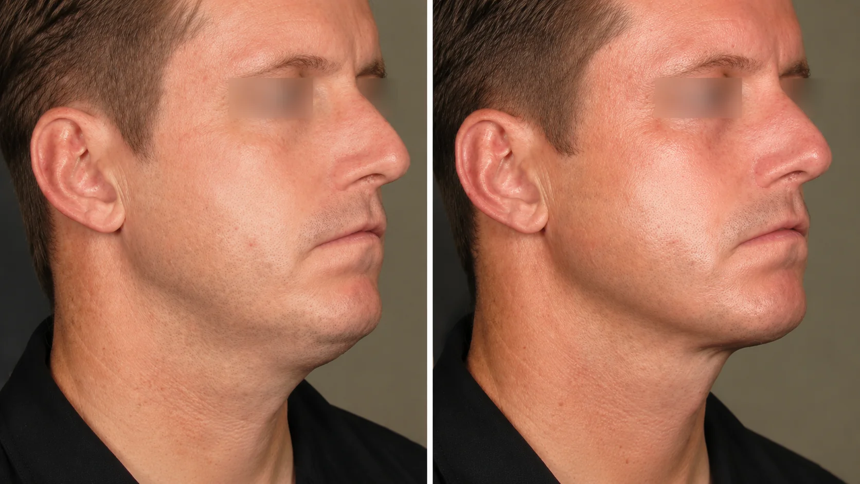 Before and after Ultherapy jawline