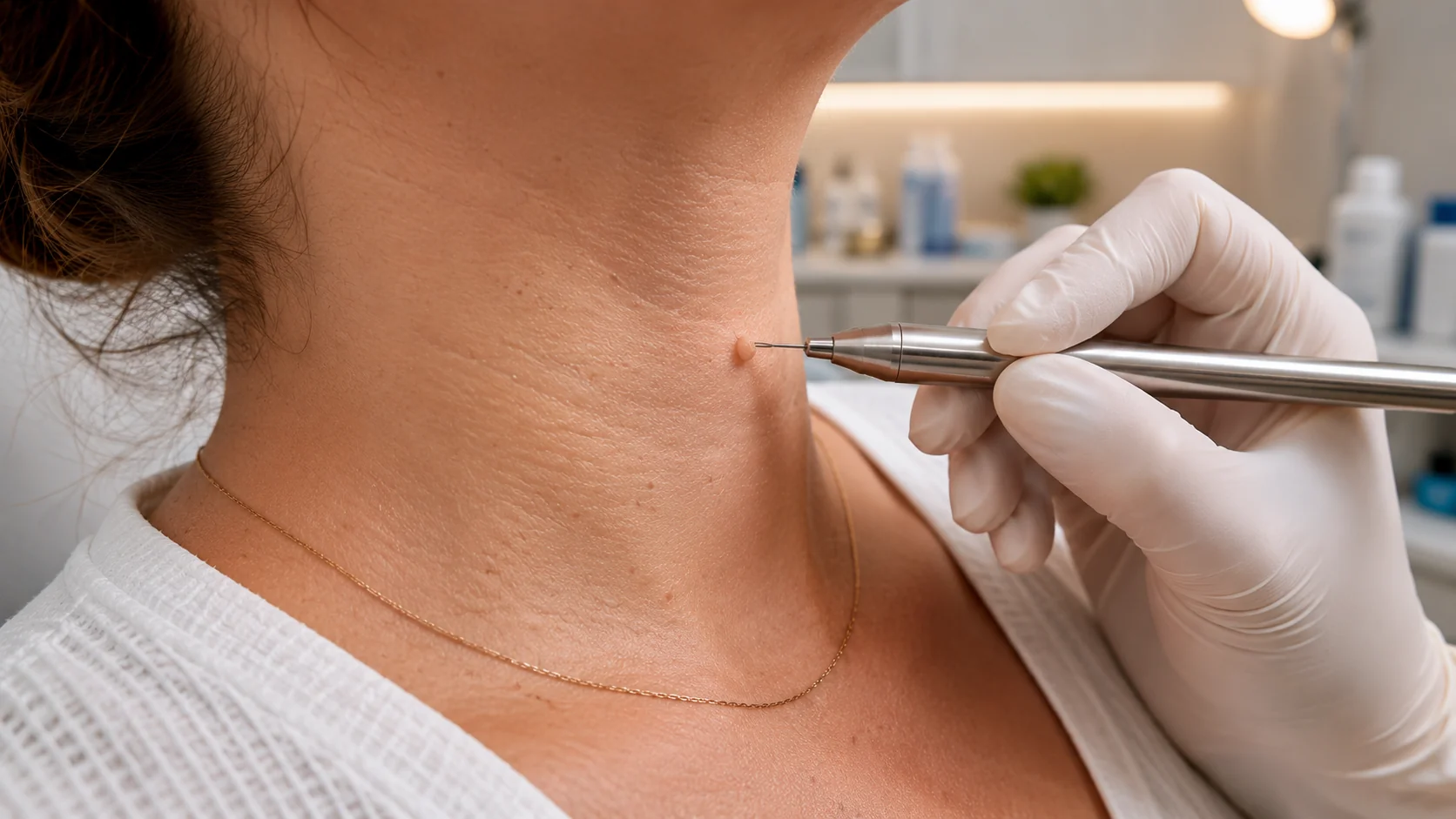 Skin tag removal with plasma pen at Skin Works Medical Spa Torrance