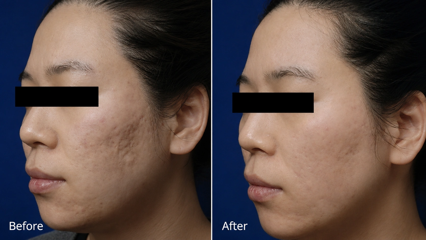 Before and after 4 fractional Erbium laser sessions