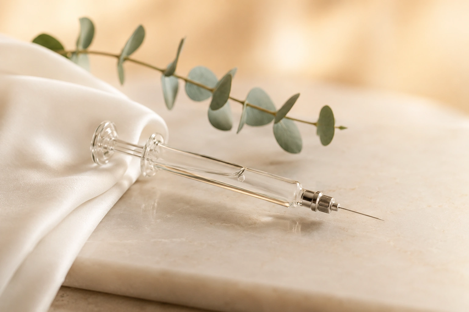 Close-up of a single dermal filler syringe, reflecting our full-syringe, no-waste treatment policy