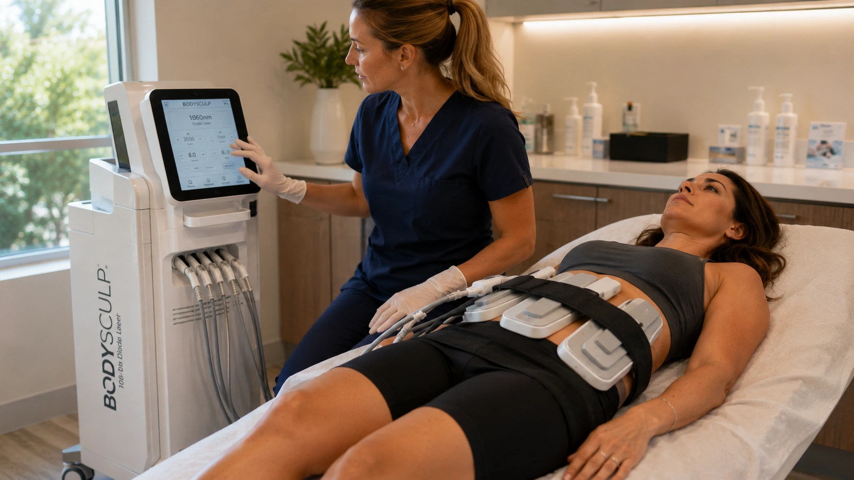 Laser lipo diode laser applicator session at Skin Works Medical Spa