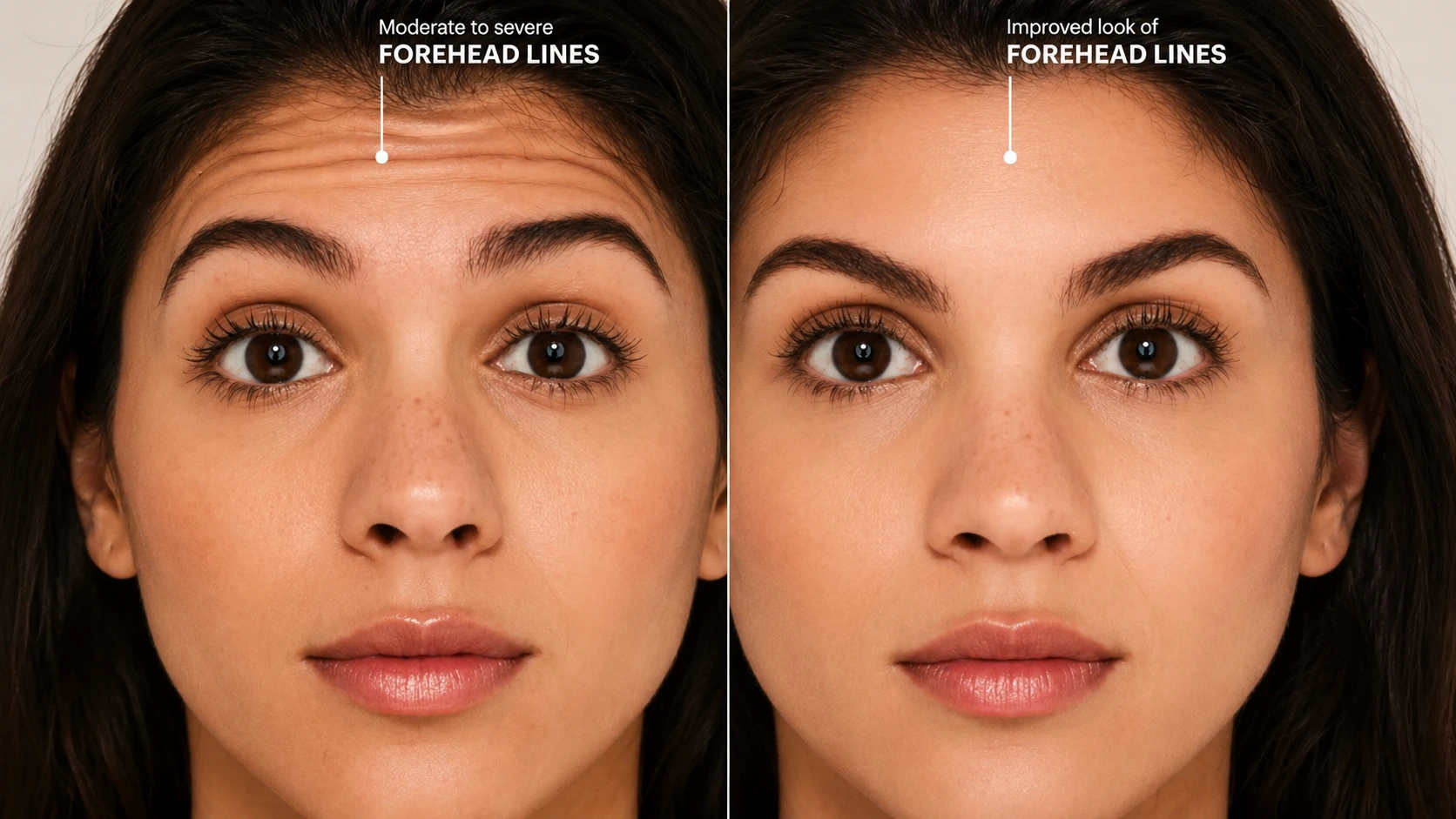 Forehead line reduction before and after Botox