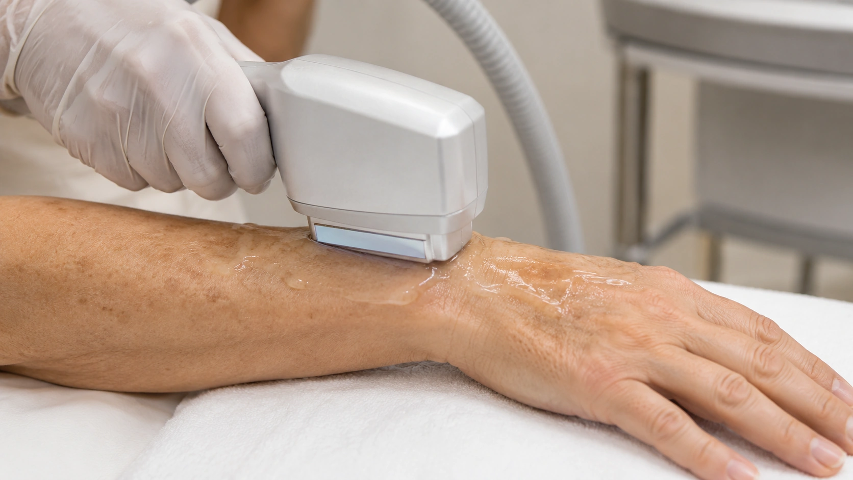 IPL photofacial treatment on the hand and forearm at Skin Works Medical Spa
