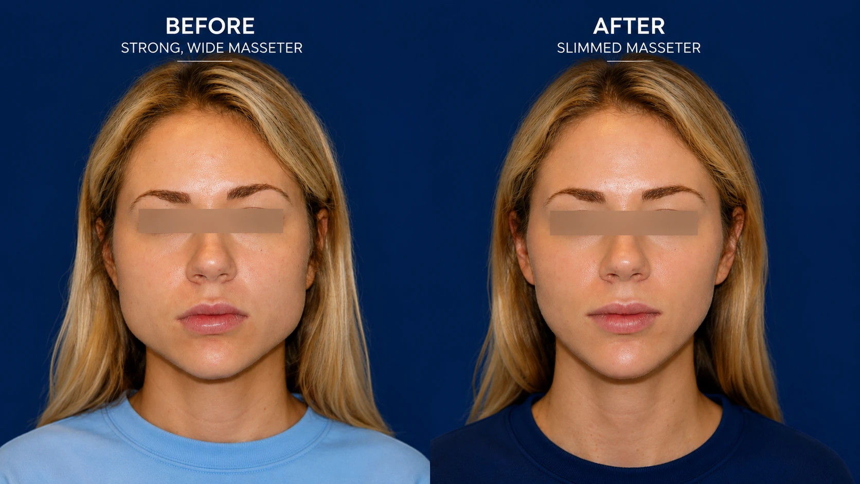 Jawline slimming before and after masseter Botox treatment