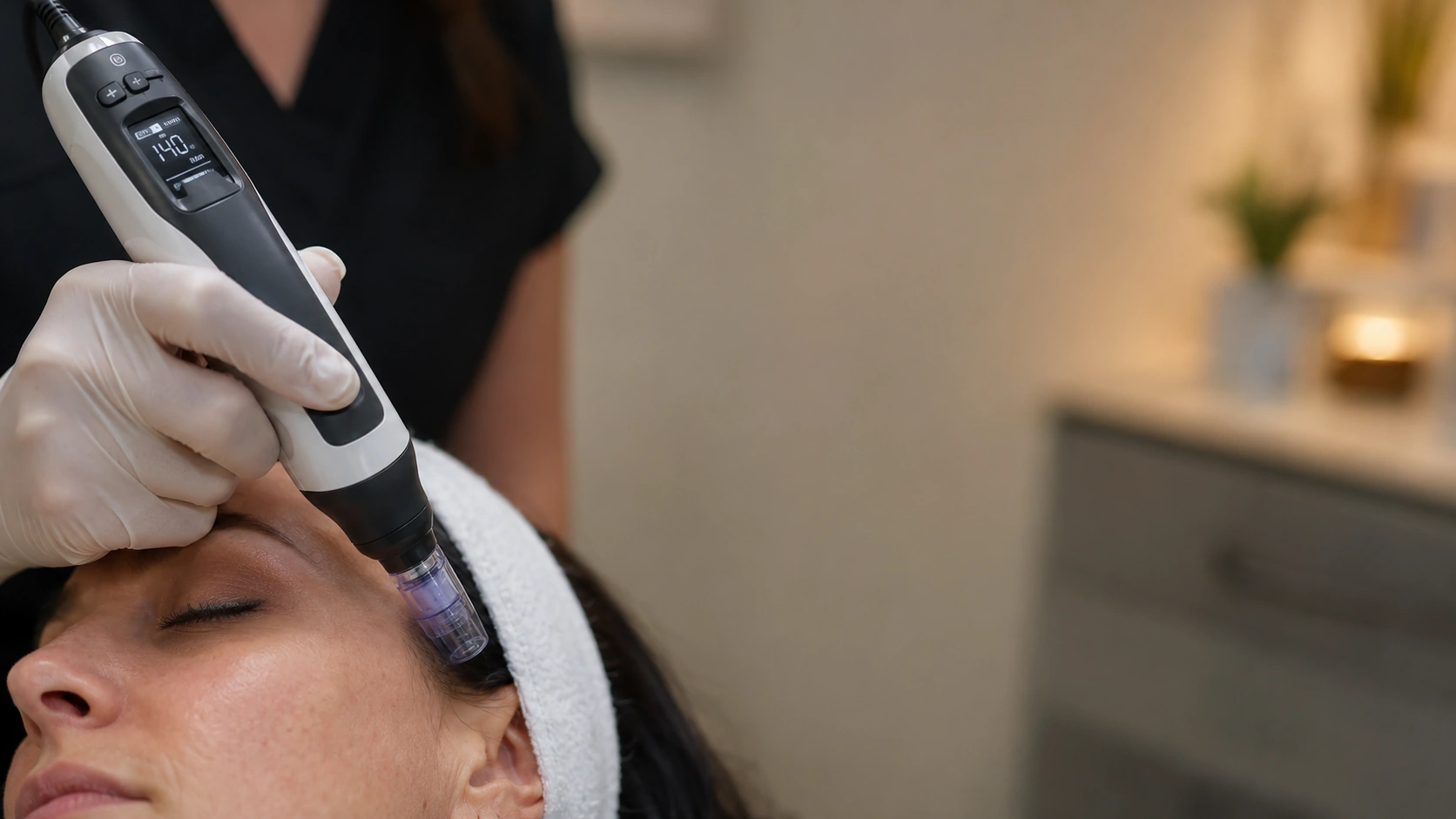 Professional microneedling treatment in progress at Skin Works Medical Spa, Torrance, CA