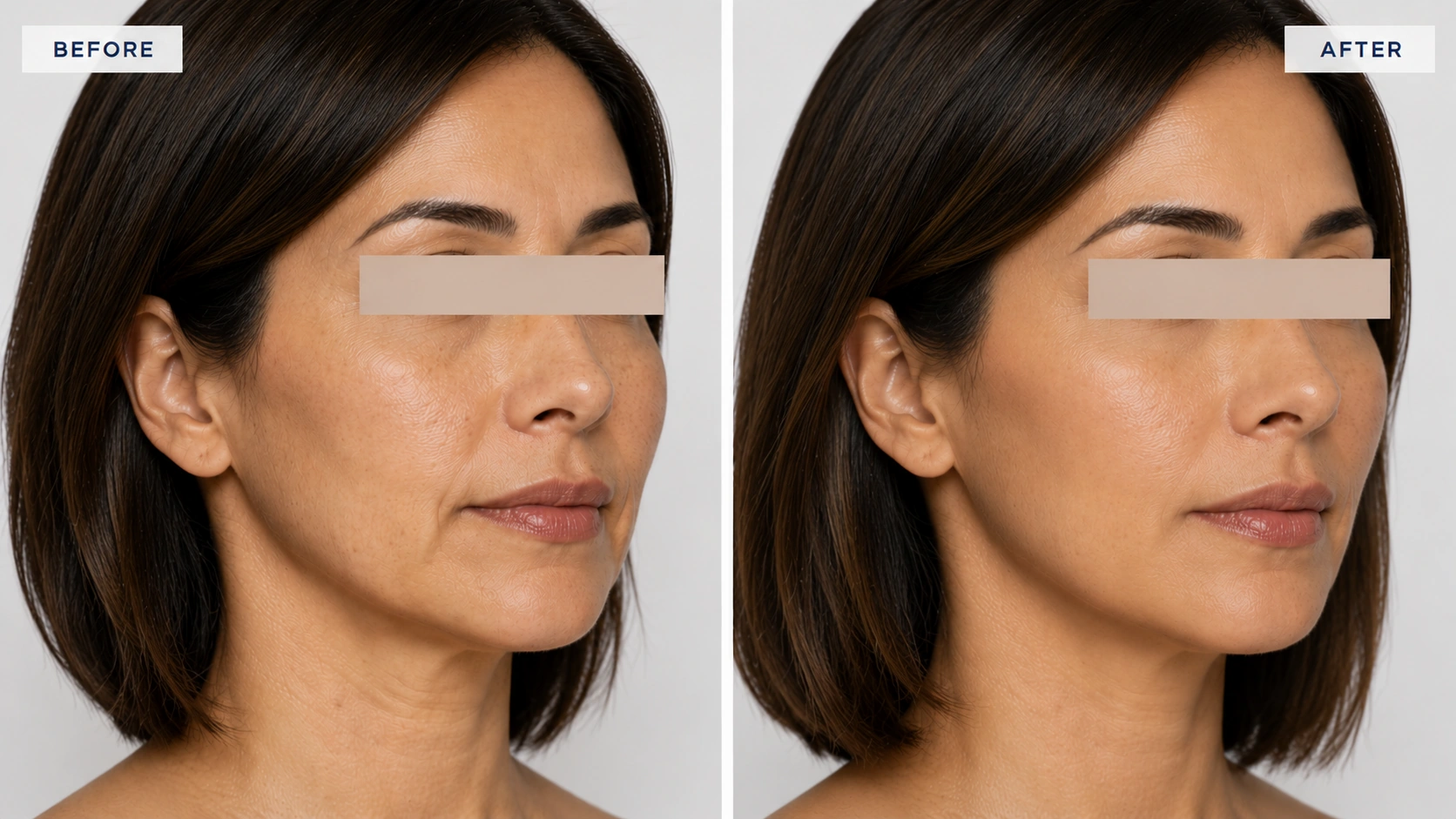 Before and after cheek filler contour