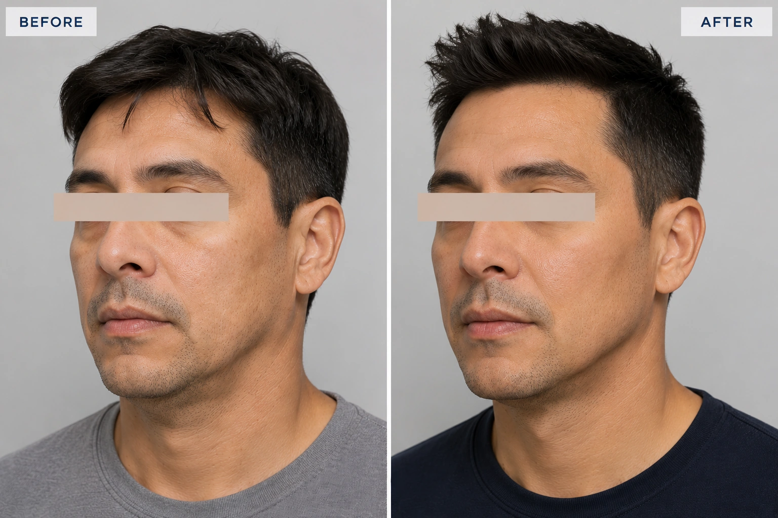 Before and after male midface filler