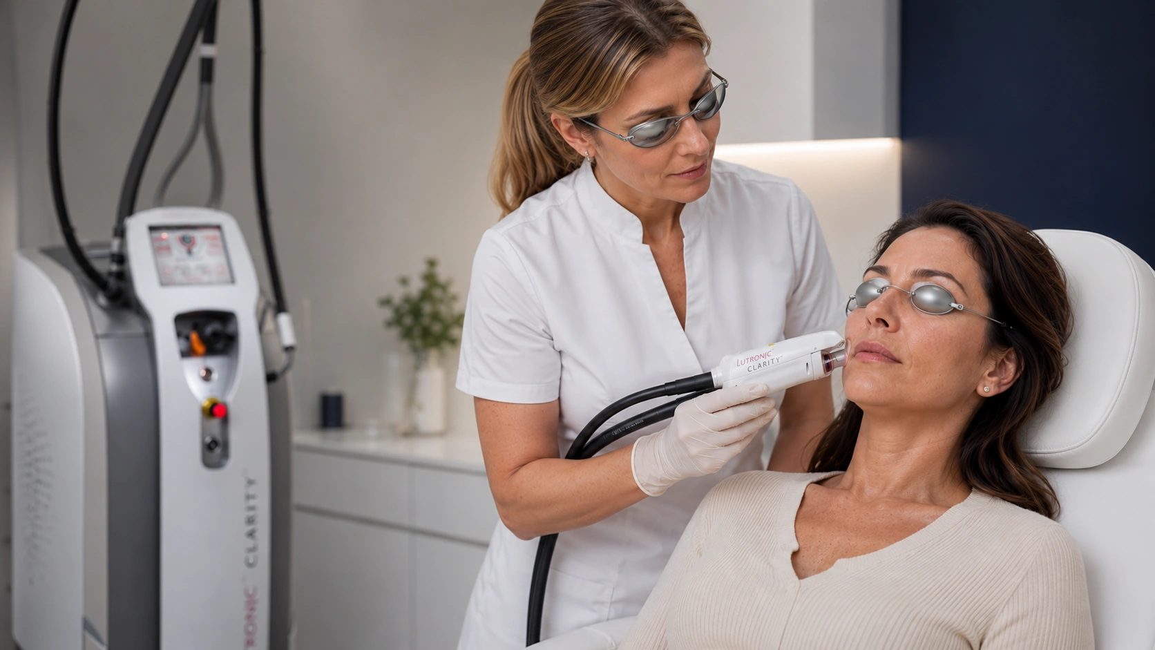 Signature Laser Facial treatment performed with the Lutronic Clarity laser handpiece