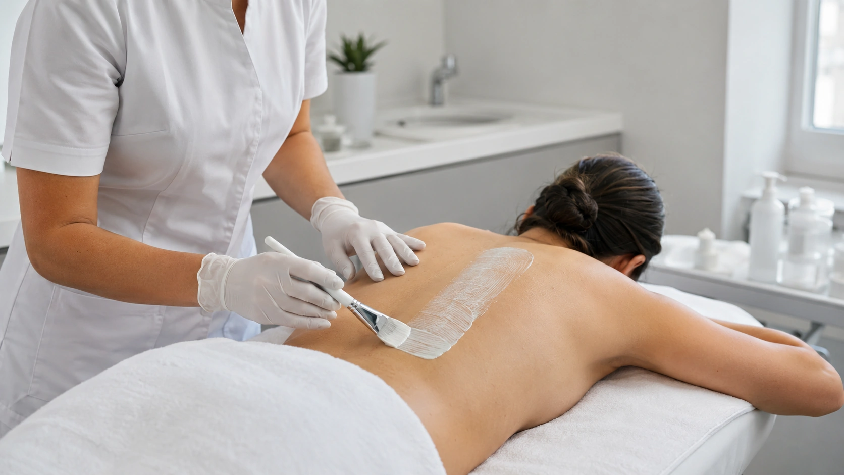 Professional back facial treatment for congestion and uneven skin texture