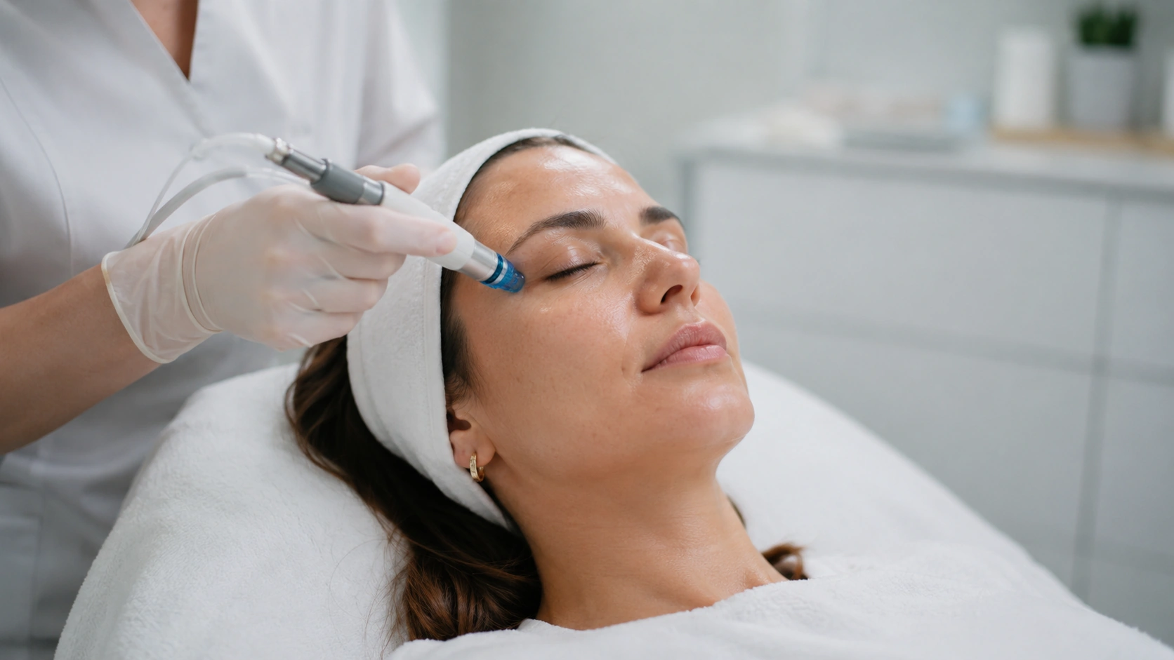 Woman receiving a professional facial treatment at a Torrance medical spa