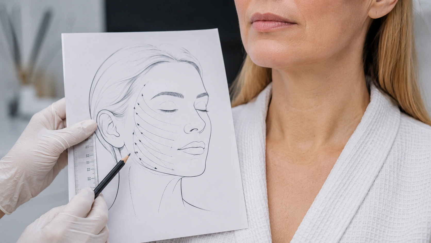 Facial vector mapping diagram used to plan PDO thread lift placement
